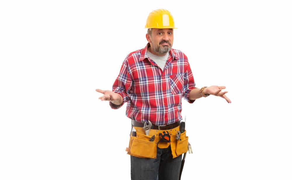 confused worker making confused expression and gesture